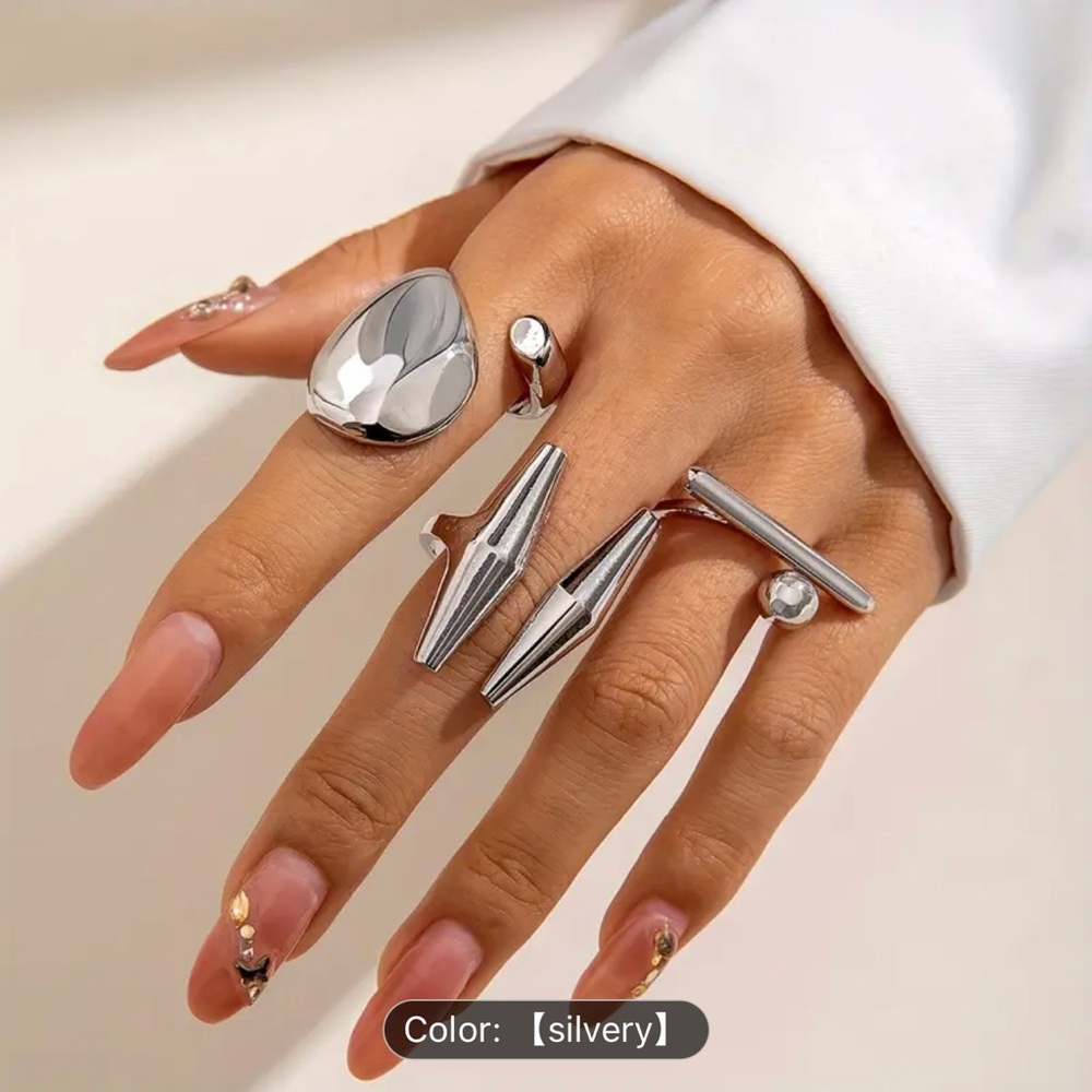 Chic Silver Ring Set - image 1